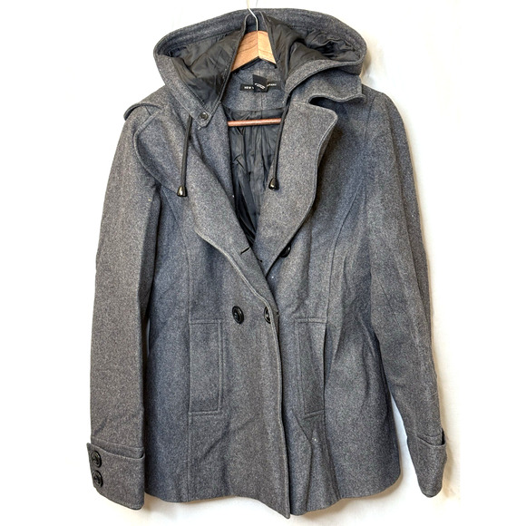 New York & Company Peacoat Womens Size 6 Gray Wool Blend Double Breasted Jacket - Picture 1 of 10